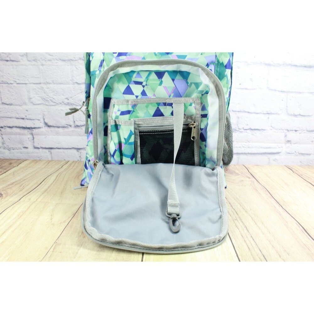 LL Bean Big Kids Citron Geo Polyester Deluxe Book Pack 37L Print School Backpack - Picture 8 of 12